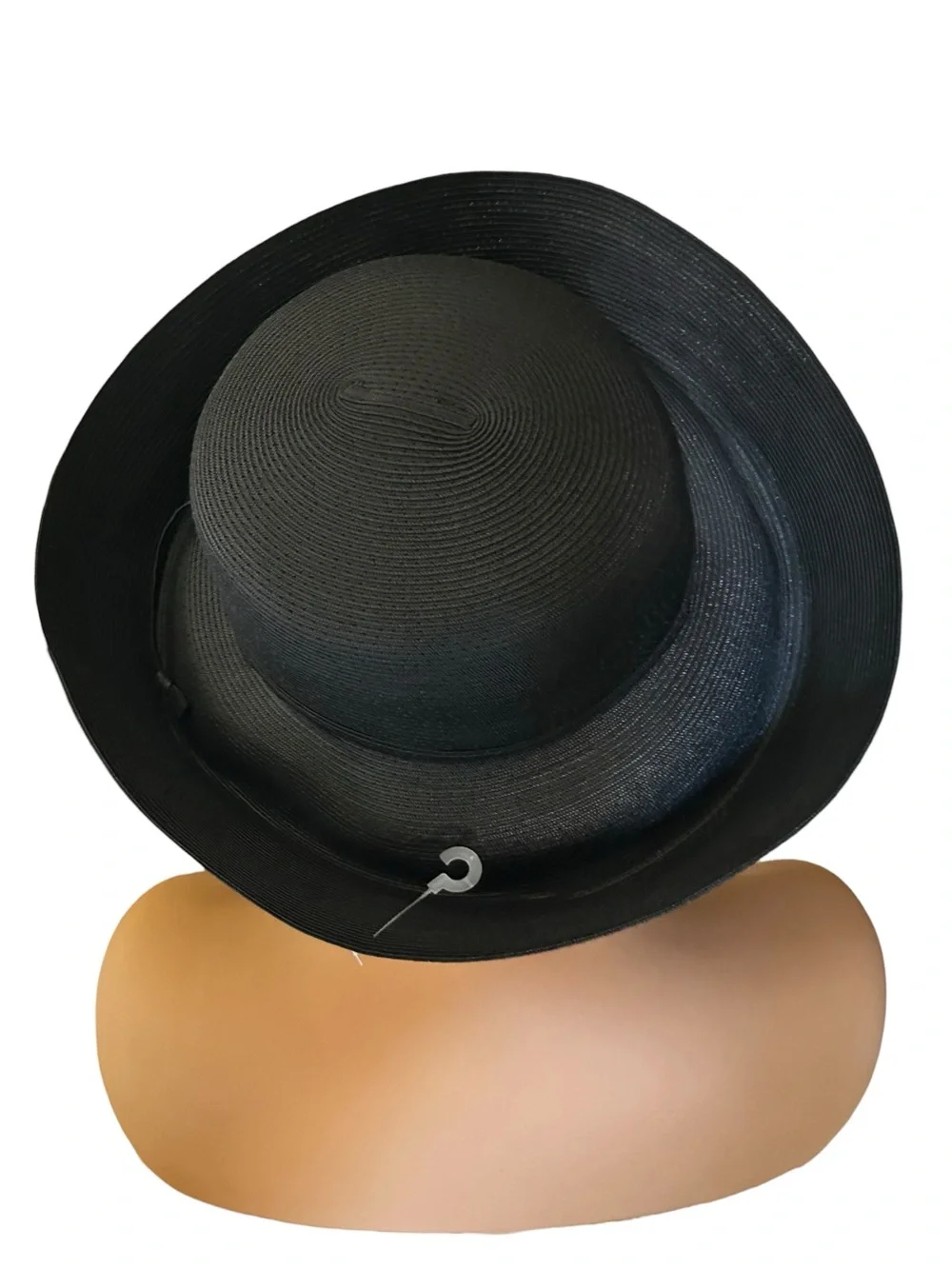 Classy Wide Brim Black Women's Straw Sun Hat with Skinny Band